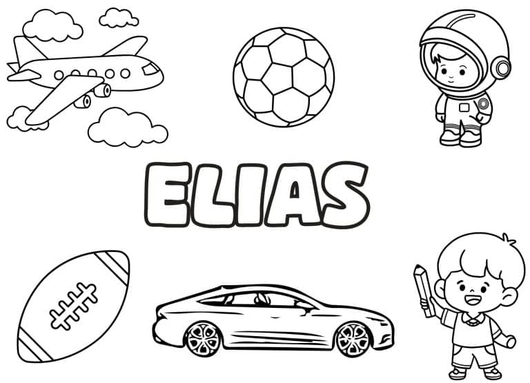 Coloriage prenom Elias simple - dessin gratuit &agrave; imprimer