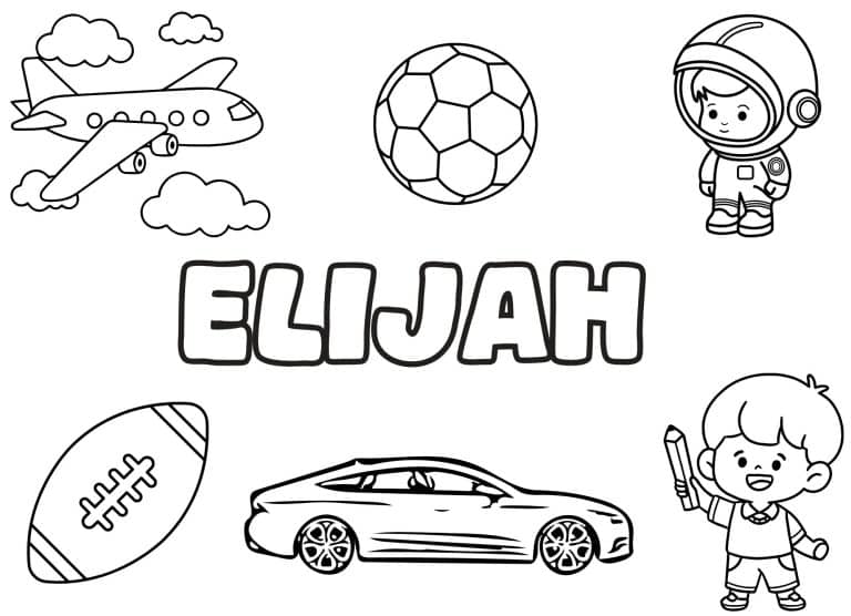 Coloriage prenom Elijah simple - dessin gratuit &agrave; imprimer