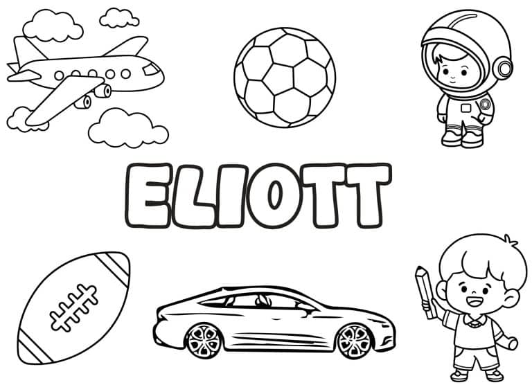 Coloriage prenom Eliott simple - dessin gratuit &agrave; imprimer
