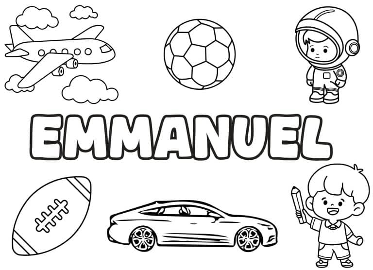 Coloriage prenom Emmanuel simple - dessin gratuit &agrave; imprimer