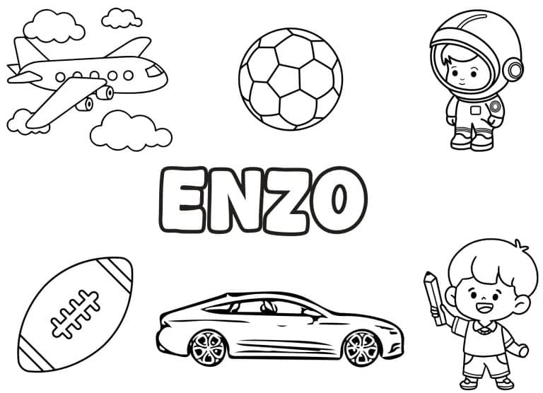 Coloriage prenom Enzo simple - dessin gratuit &agrave; imprimer