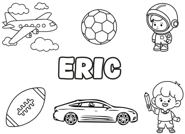 Coloriage prenom Eric simple - dessin gratuit &agrave; imprimer