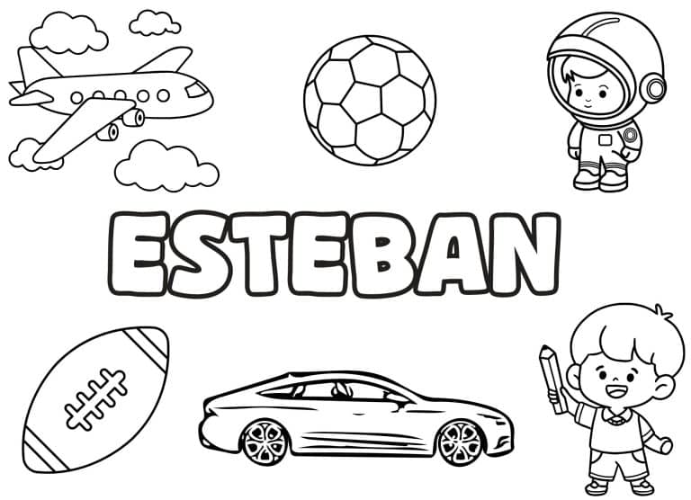 Coloriage prenom Esteban simple - dessin gratuit &agrave; imprimer