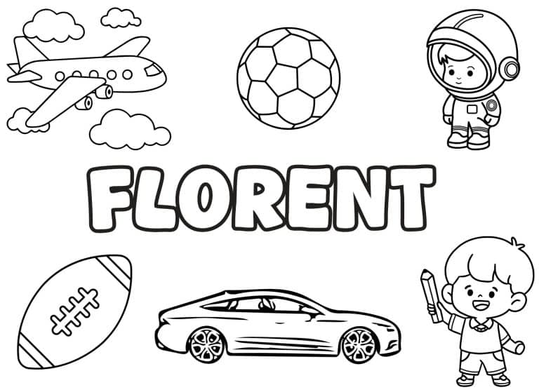 Coloriage prenom Florent simple - dessin gratuit &agrave; imprimer