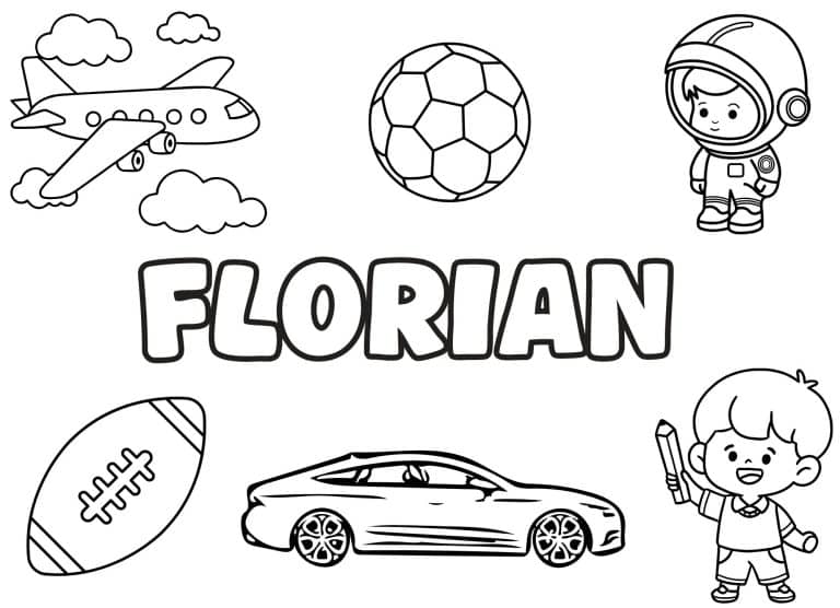 Coloriage prenom Florian simple - dessin gratuit &agrave; imprimer