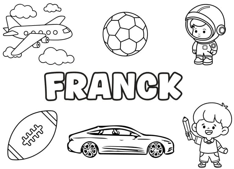 Coloriage prenom Franck simple - dessin gratuit &agrave; imprimer