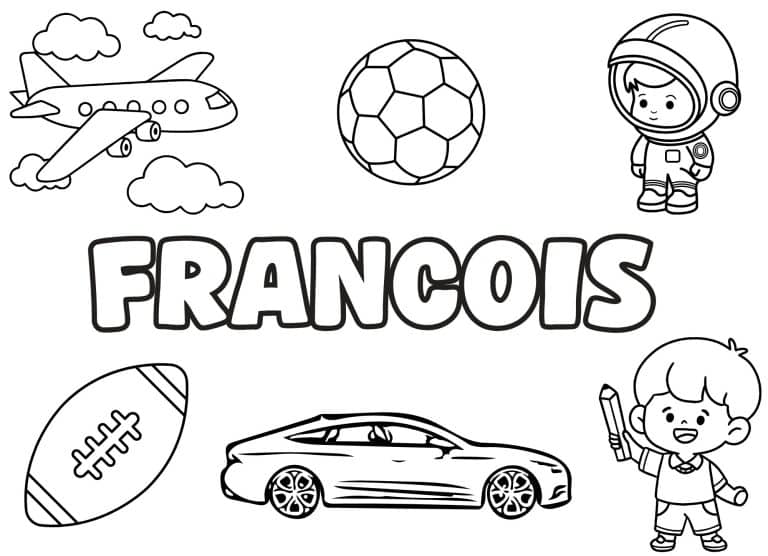Coloriage prenom Francois simple - dessin gratuit &agrave; imprimer