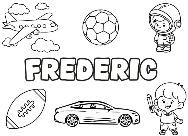 Coloriage prenom Frederic simple - dessin gratuit &agrave; imprimer