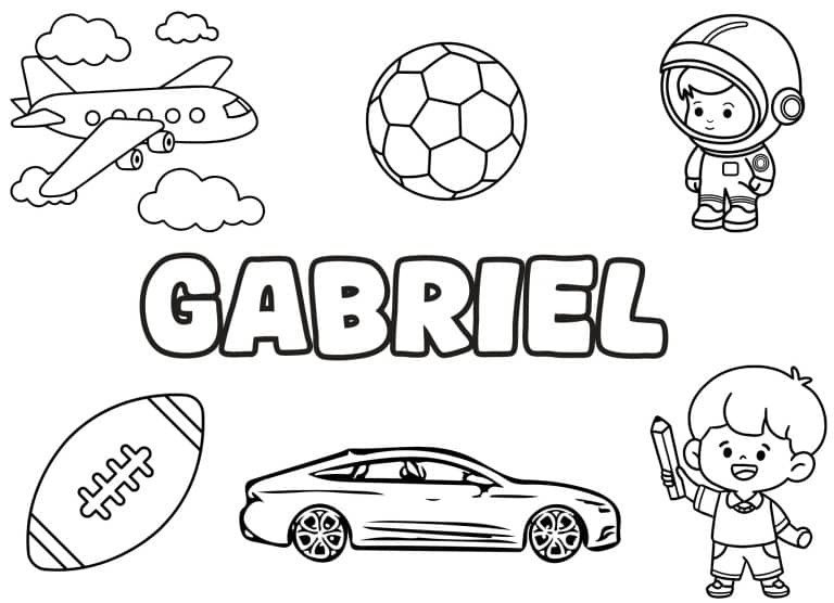 Coloriage prenom Gabriel simple - dessin gratuit &agrave; imprimer
