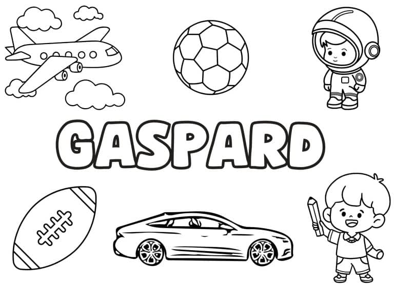 Coloriage prenom Gaspard simple - dessin gratuit &agrave; imprimer