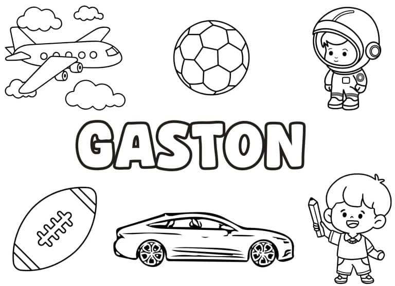 Coloriage prenom Gaston simple - dessin gratuit &agrave; imprimer