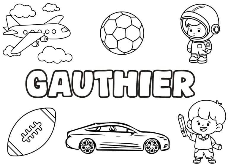 Coloriage prenom Gauthier simple - dessin gratuit &agrave; imprimer