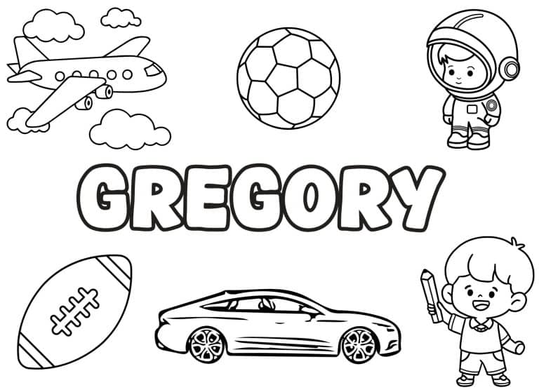 Coloriage prenom Gregory simple - dessin gratuit &agrave; imprimer