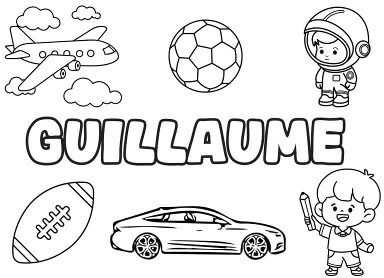 Coloriage prenom Guillaume simple - dessin gratuit &agrave; imprimer