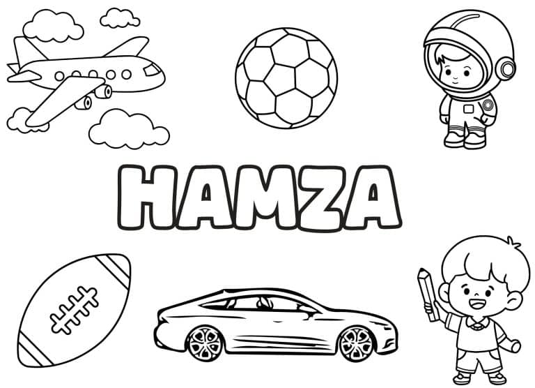 Coloriage prenom Hamza simple - dessin gratuit &agrave; imprimer