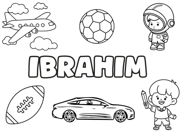 Coloriage prenom Ibrahim simple - dessin gratuit &agrave; imprimer