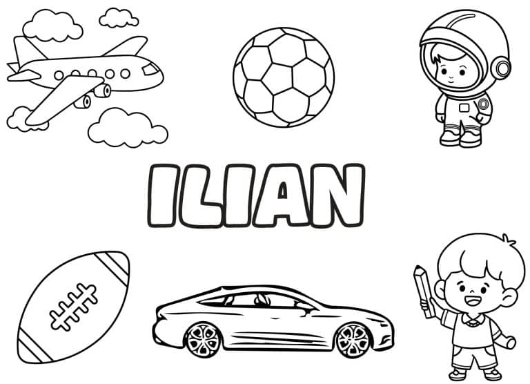 Coloriage prenom Ilian simple - dessin gratuit &agrave; imprimer