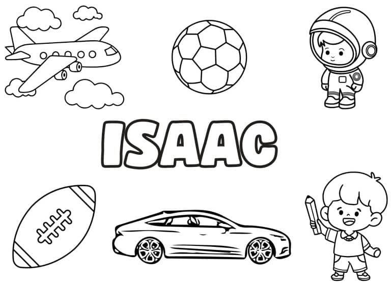Coloriage prenom Isaac simple - dessin gratuit &agrave; imprimer
