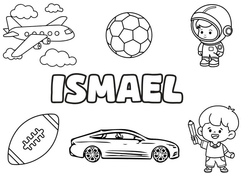 Coloriage prenom Ismael simple - dessin gratuit &agrave; imprimer
