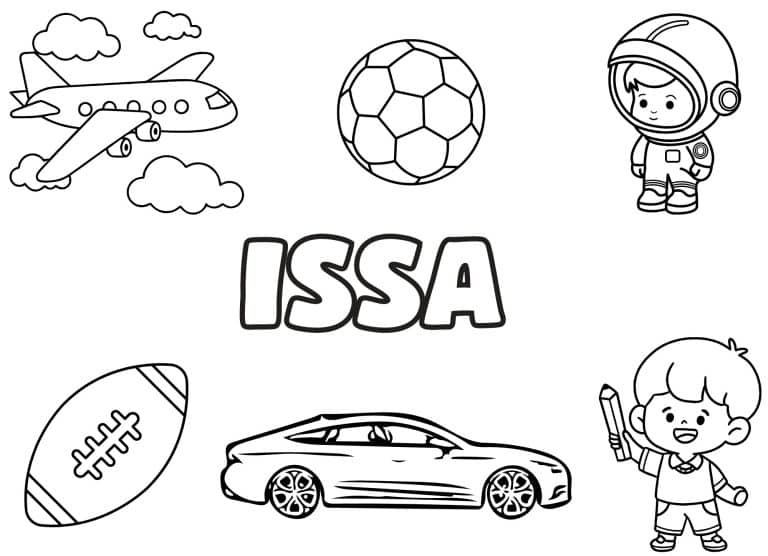 Coloriage prenom Issa simple - dessin gratuit &agrave; imprimer