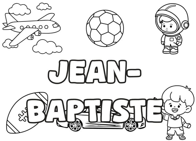 Coloriage prenom Jean Baptiste simple - dessin gratuit &agrave; imprimer