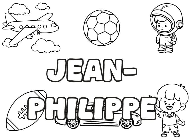 Coloriage prenom Jean Philippe simple - dessin gratuit &agrave; imprimer