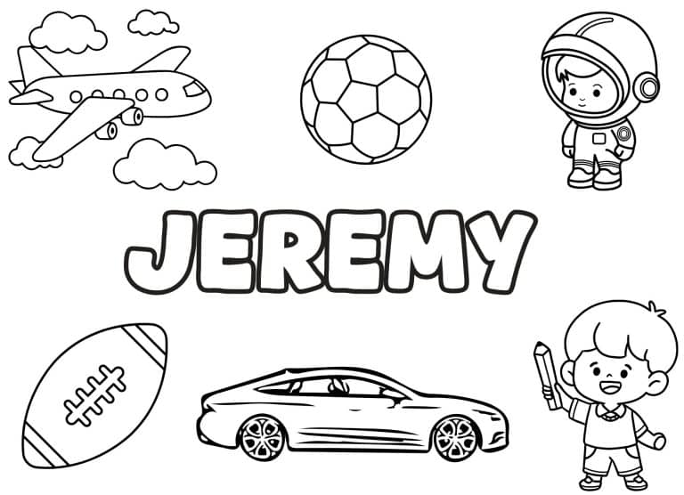 Coloriage prenom Jeremy simple - dessin gratuit &agrave; imprimer