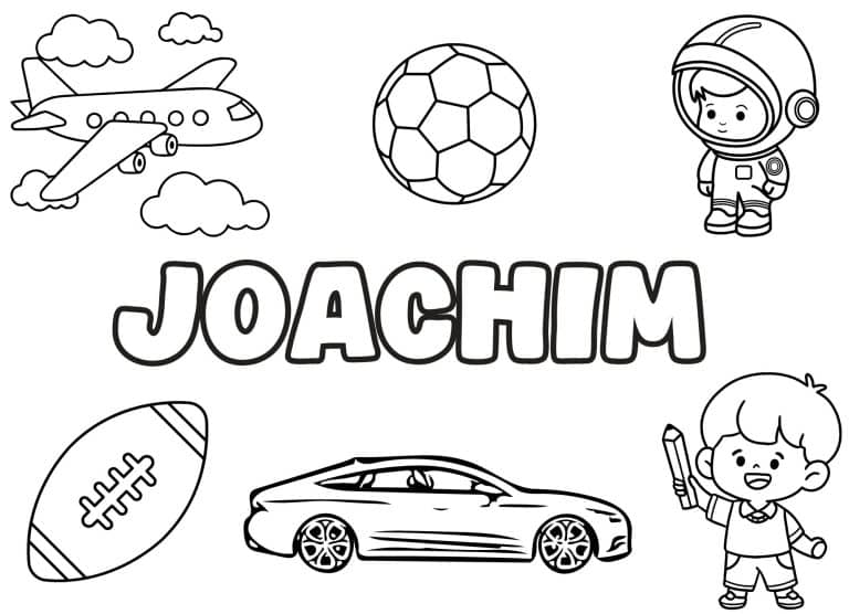 Coloriage prenom Joachim simple - dessin gratuit &agrave; imprimer