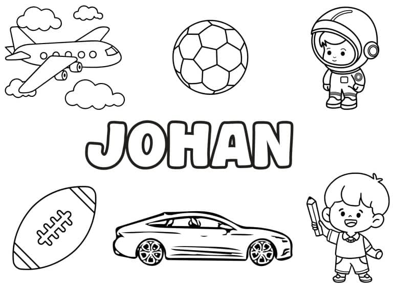 Coloriage prenom Johan simple - dessin gratuit &agrave; imprimer