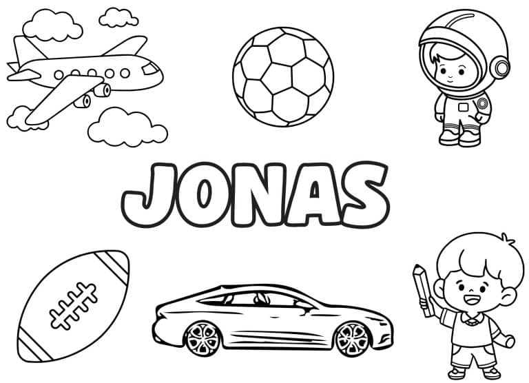 Coloriage prenom Jonas simple - dessin gratuit &agrave; imprimer