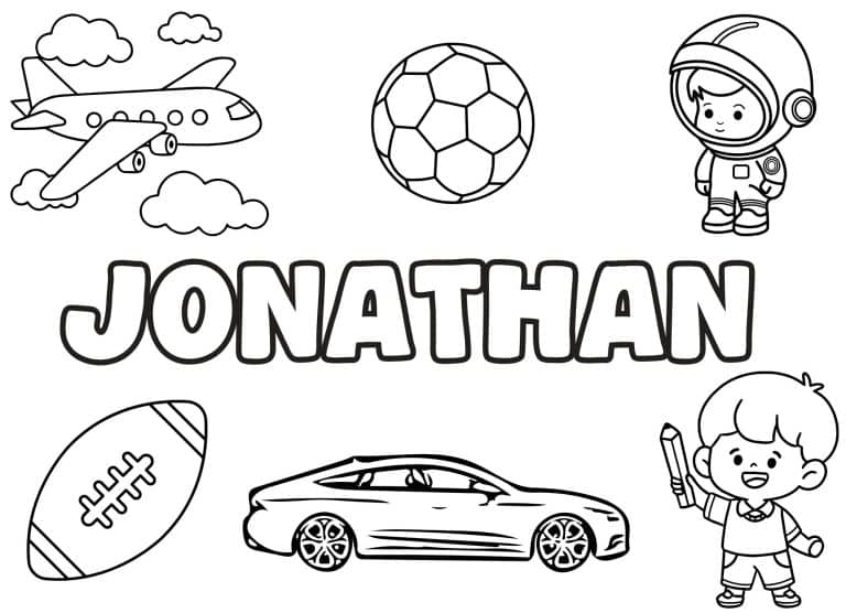 Coloriage prenom Jonathan simple - dessin gratuit &agrave; imprimer