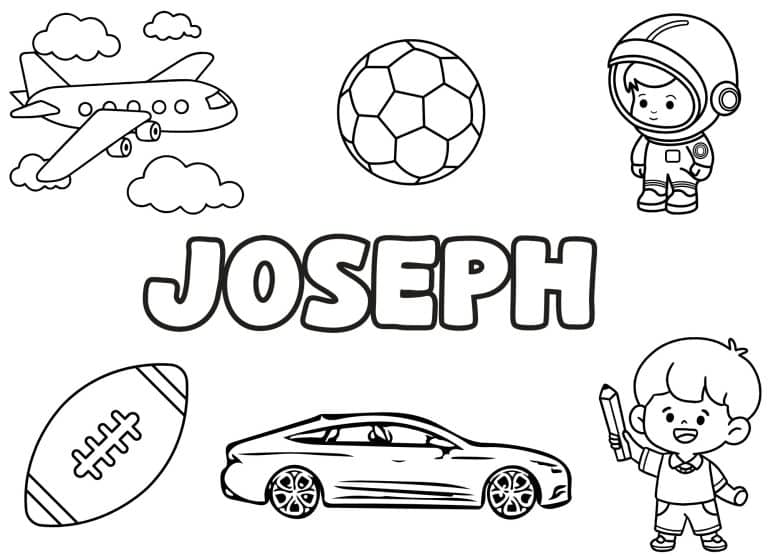 Coloriage prenom Joseph simple - dessin gratuit &agrave; imprimer