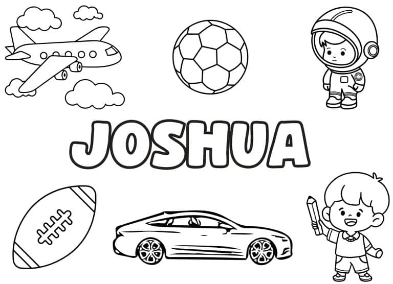 Coloriage prenom Joshua simple - dessin gratuit &agrave; imprimer