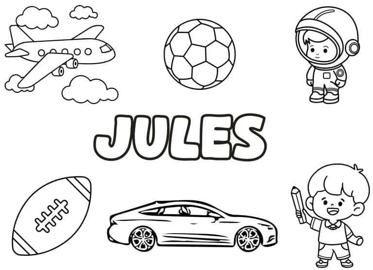 Coloriage prenom Jules simple - dessin gratuit &agrave; imprimer
