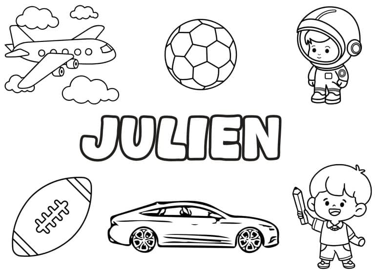 Coloriage prenom Julien simple - dessin gratuit &agrave; imprimer