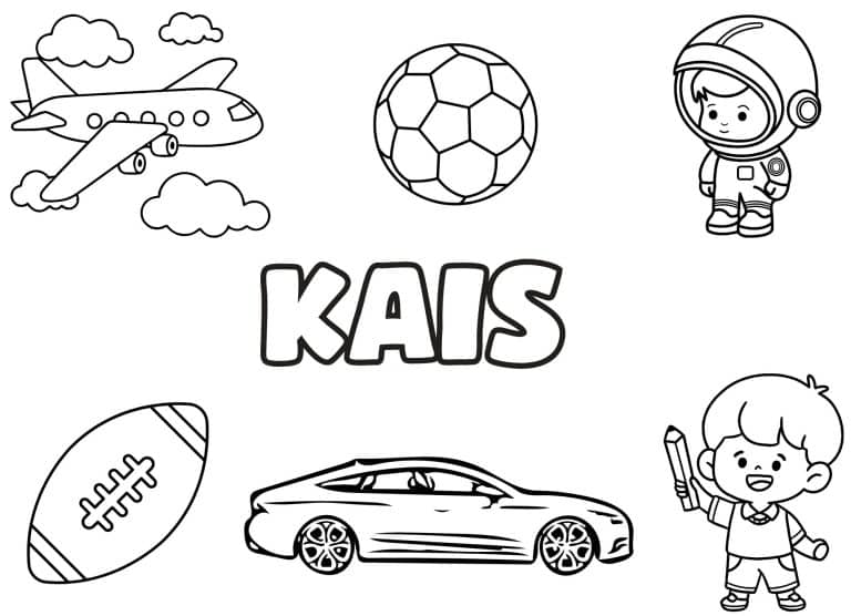 Coloriage prenom Kais simple - dessin gratuit &agrave; imprimer