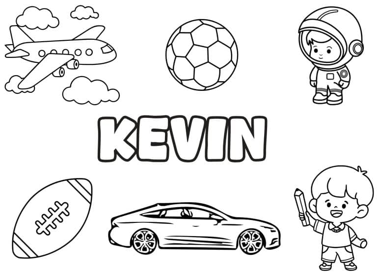 Coloriage prenom Kevin simple - dessin gratuit &agrave; imprimer