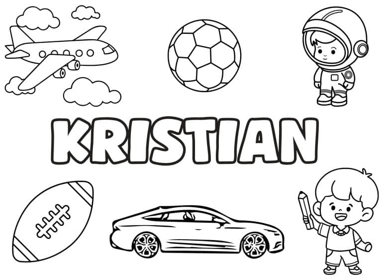 Coloriage prenom Kristian simple - dessin gratuit &agrave; imprimer