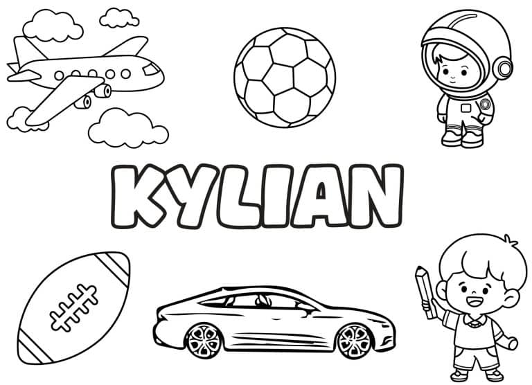 Coloriage prenom Kylian simple - dessin gratuit &agrave; imprimer