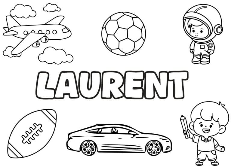 Coloriage prenom Laurent simple - dessin gratuit &agrave; imprimer