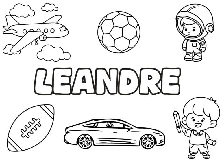 Coloriage prenom Leandre simple - dessin gratuit &agrave; imprimer