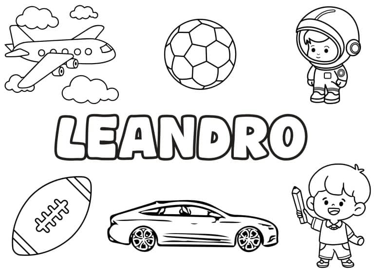 Coloriage prenom Leandro simple - dessin gratuit &agrave; imprimer