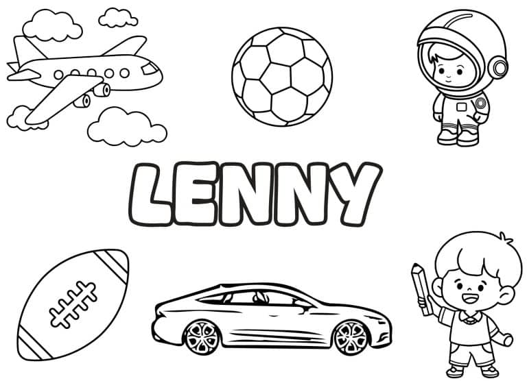 Coloriage prenom Lenny simple - dessin gratuit &agrave; imprimer