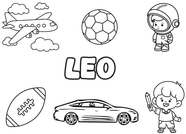 Coloriage prenom Leo simple - dessin gratuit &agrave; imprimer