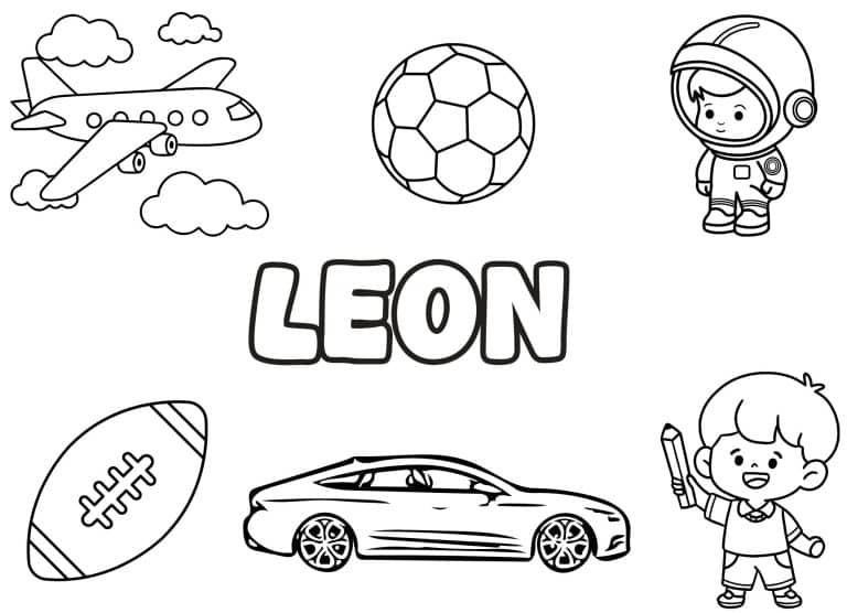 Coloriage prenom Leon simple - dessin gratuit &agrave; imprimer