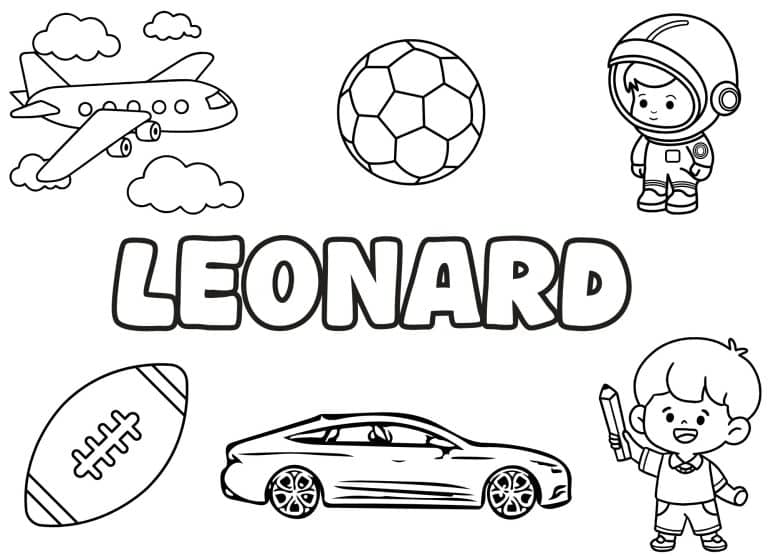 Coloriage prenom Leonard simple - dessin gratuit &agrave; imprimer