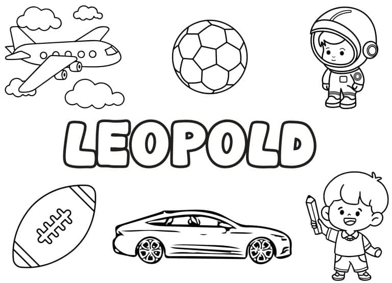 Coloriage prenom Leopold simple - dessin gratuit &agrave; imprimer