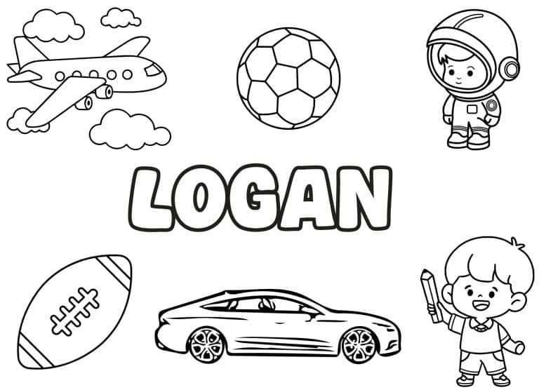 Coloriage prenom Logan simple - dessin gratuit &agrave; imprimer