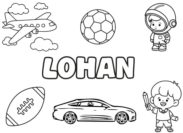 Coloriage prenom Lohan simple - dessin gratuit &agrave; imprimer