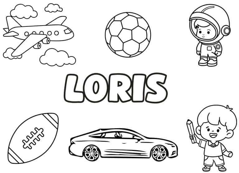 Coloriage prenom Loris simple - dessin gratuit &agrave; imprimer